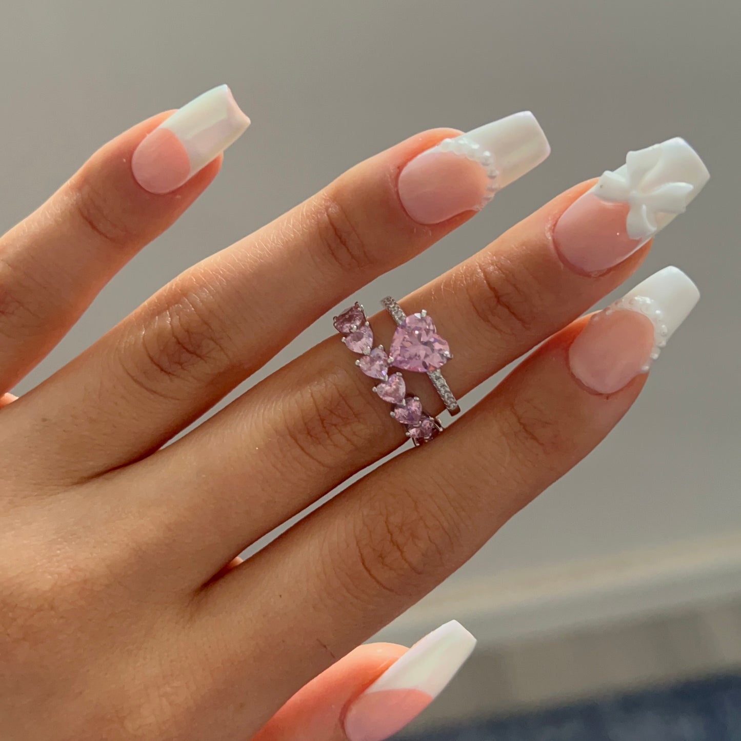 Pink Solitaire Heart Ring